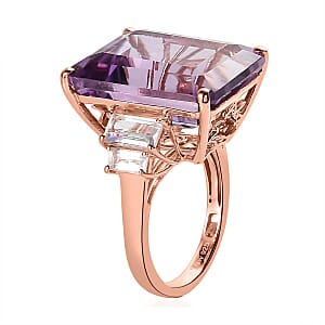 AAA Rose De France Amethyst and Multi Gemstone Ring in Vermeil Rose Gold Over Sterling Silver, Amethyst Jewelry, Gift For Her 25.90 ctw