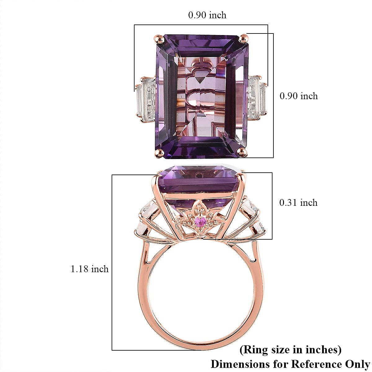 AAA Rose De France Amethyst and Multi Gemstone Ring in Vermeil Rose Gold Over Sterling Silver, Amethyst Jewelry, Gift For Her 25.90 ctw image number 5