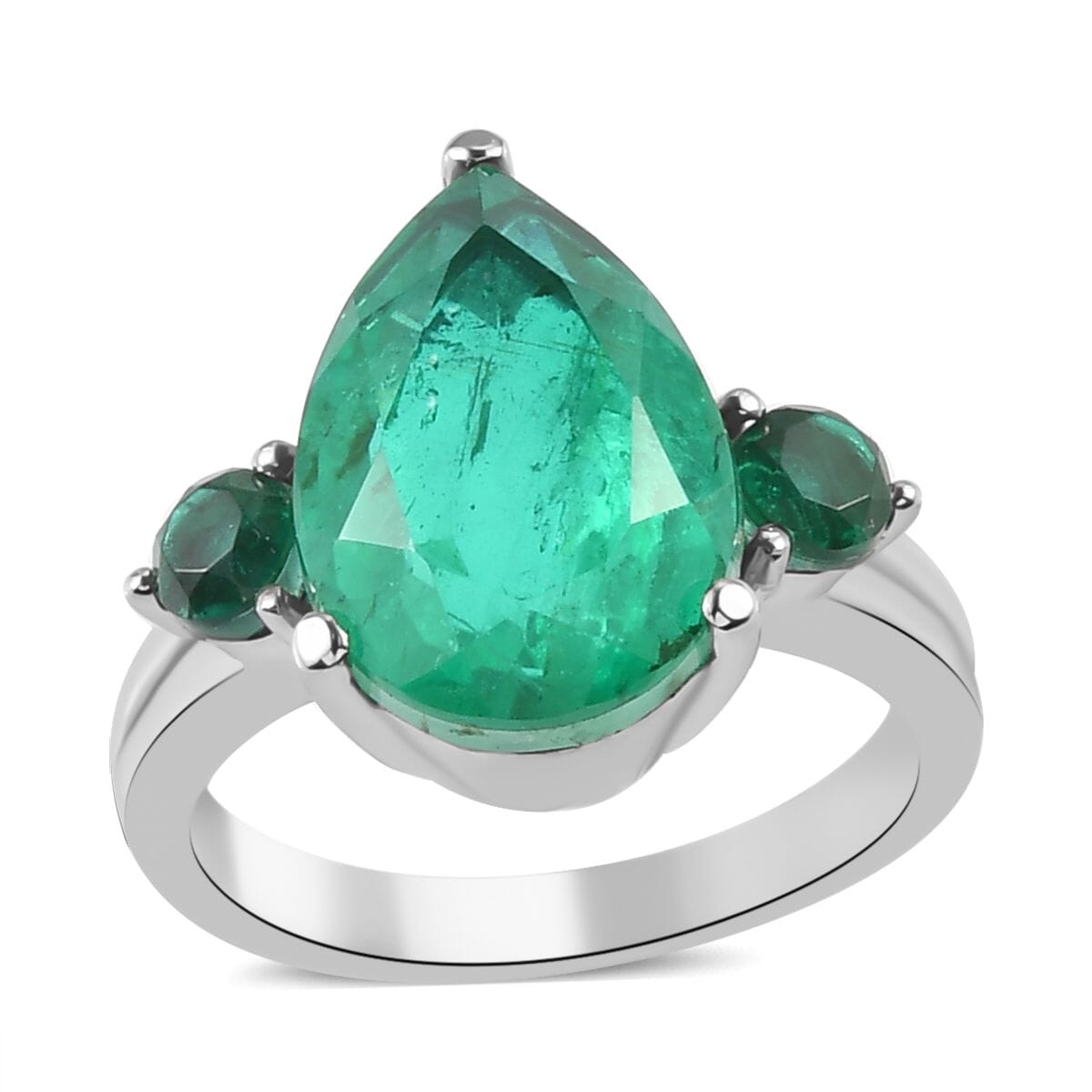 Emeraldine Quartz 3 Stone Ring in Stainless Steel (Size 10.0) 6.60 ctw image number 0