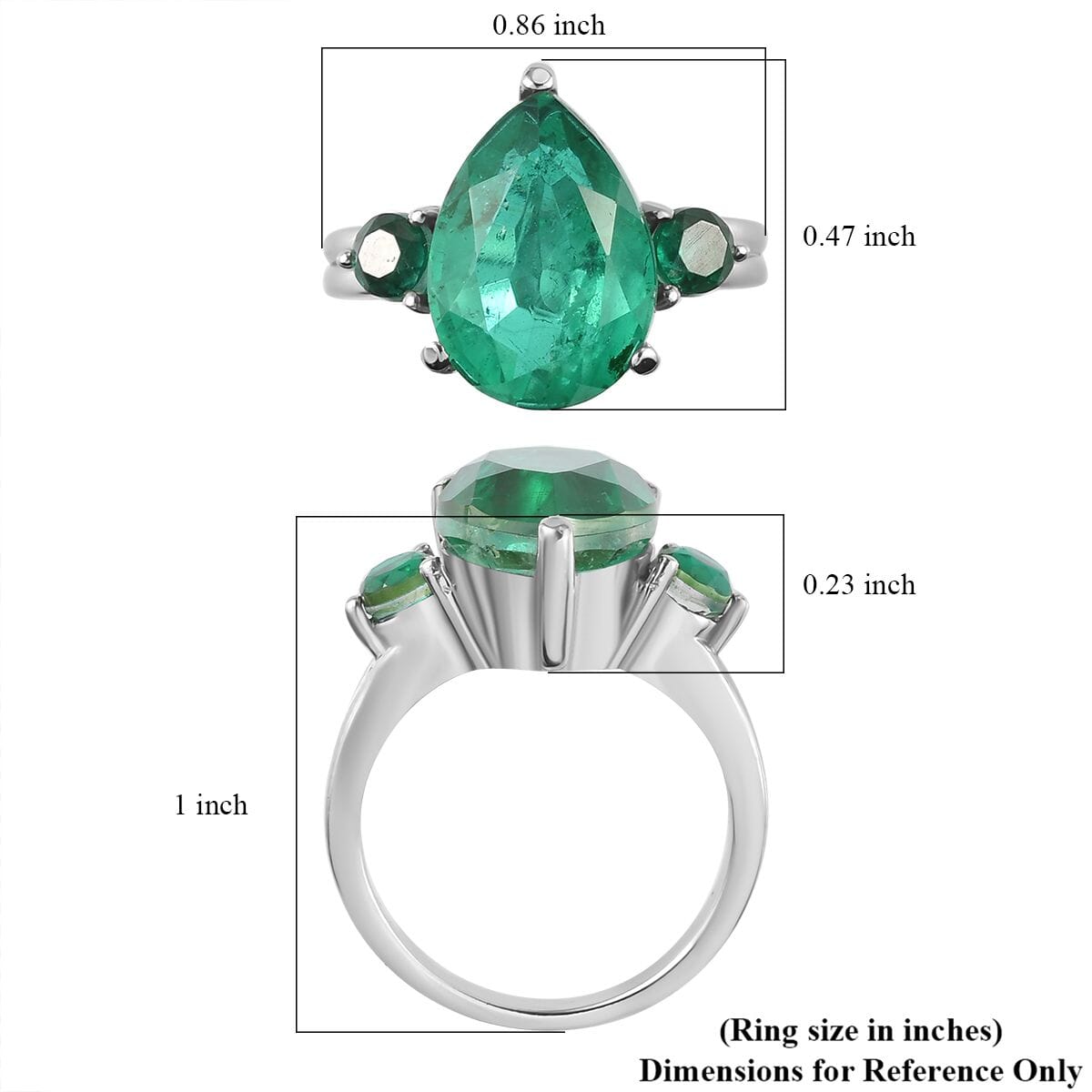 Emeraldine Quartz 3 Stone Ring in Stainless Steel (Size 10.0) 6.60 ctw image number 2