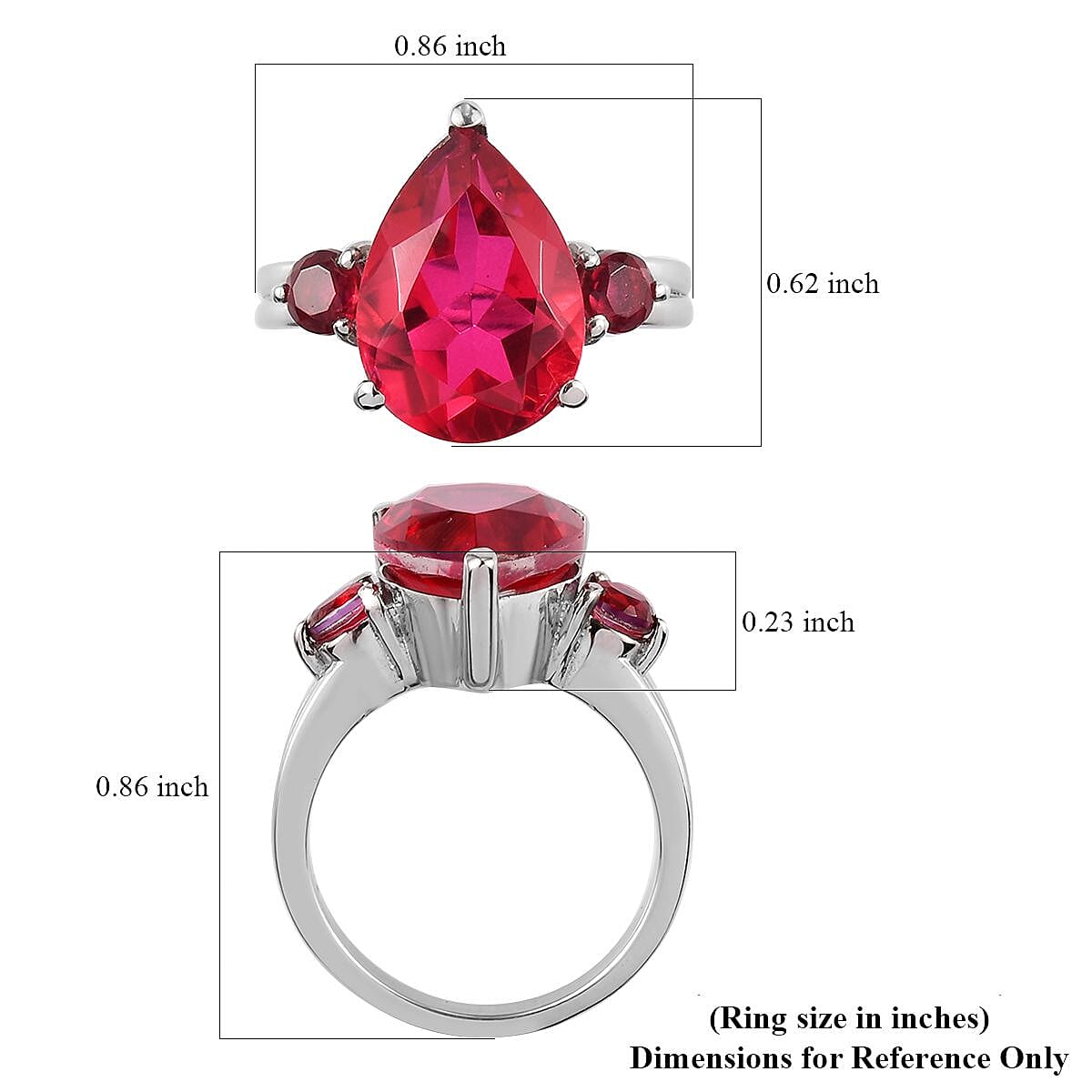 Dragon Fruit Quartz (Triplet) 3 Stone Ring in Stainless Steel (Size 7.0) 7.50 ctw , Tarnish-Free, Waterproof, Sweat Proof Jewelry image number 4