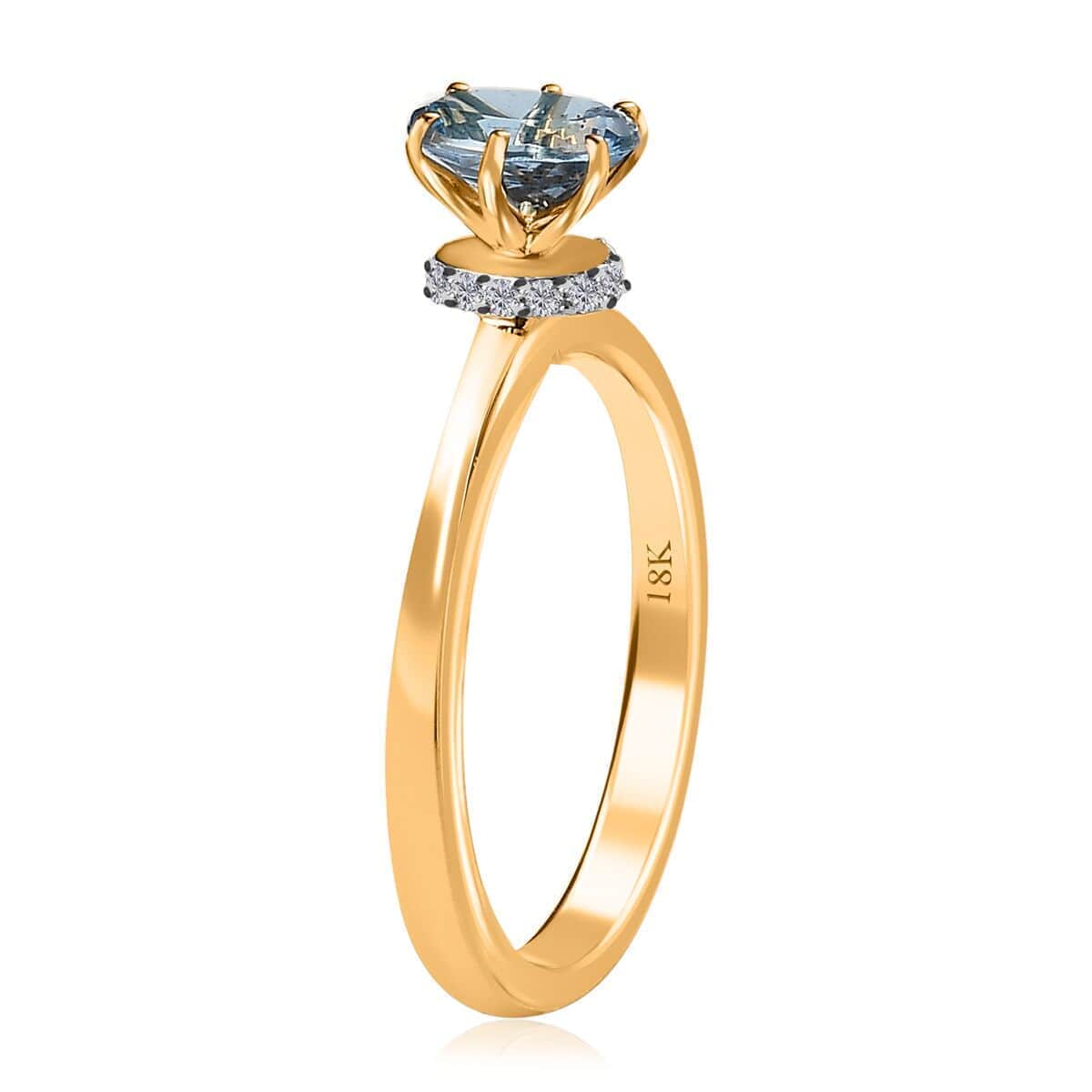 Iliana 18K Yellow Gold AAA Santa Maria Aquamarine and G-H SI Diamond Ring 0.75 ctw image number 3