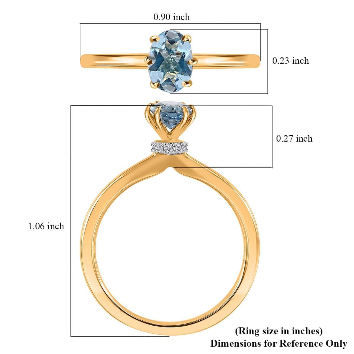 Iliana 18K Yellow Gold AAA Santa Maria Aquamarine and G-H SI Diamond Ring 0.75 ctw image number 5