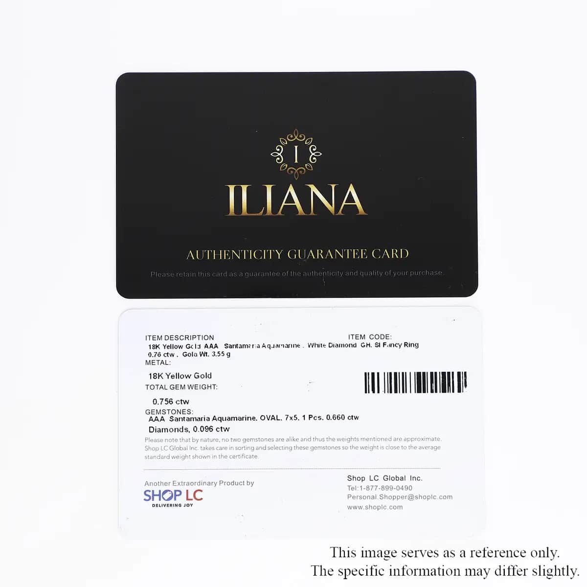 Iliana 18K Yellow Gold AAA Santa Maria Aquamarine and G-H SI Diamond Ring 0.75 ctw image number 7
