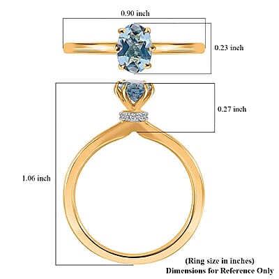 Iliana 18K Yellow Gold AAA Santa Maria Aquamarine and G-H SI Diamond Ring (Size 8.0) 0.75 ctw