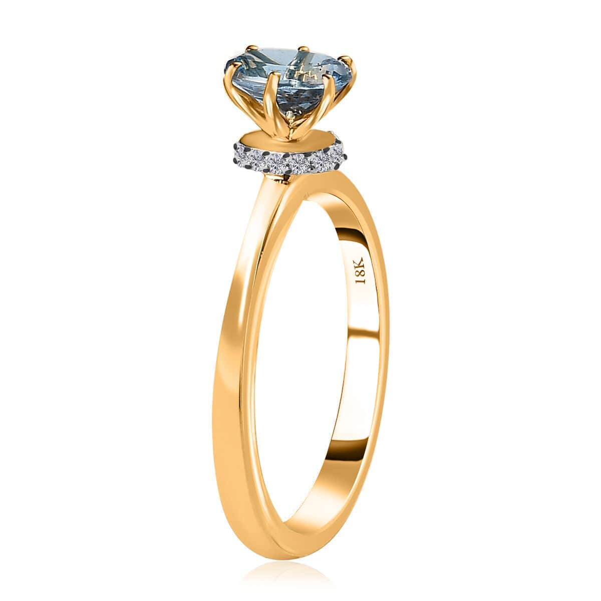 Iliana 18K Yellow Gold AAA Santa Maria Aquamarine and G-H SI Diamond Ring (Size 9.0) 0.75 ctw image number 3