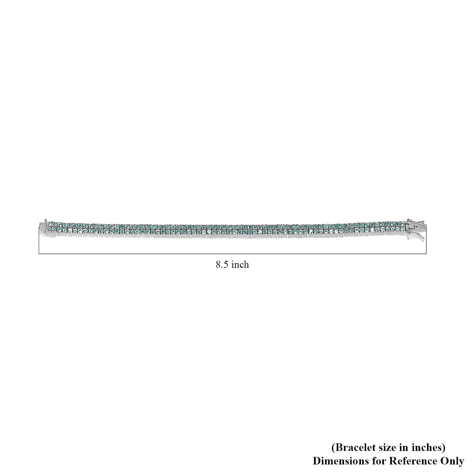Madagascar Paraiba Apatite 2 Row Tennis Bracelet in Platinum Over Sterling Silver (8.00 In) 9.85 ctw
