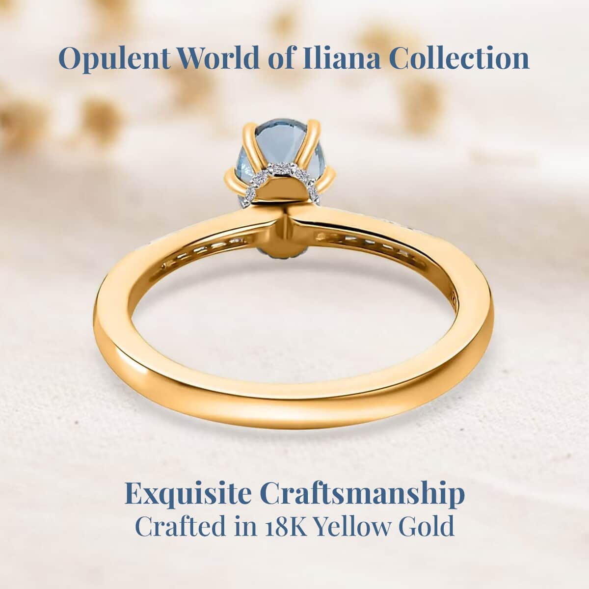 Iliana 18K Yellow Gold AAA Santa Maria Aquamarine and G-H SI Diamond Ring (Size 7.0) 0.85 ctw image number 3