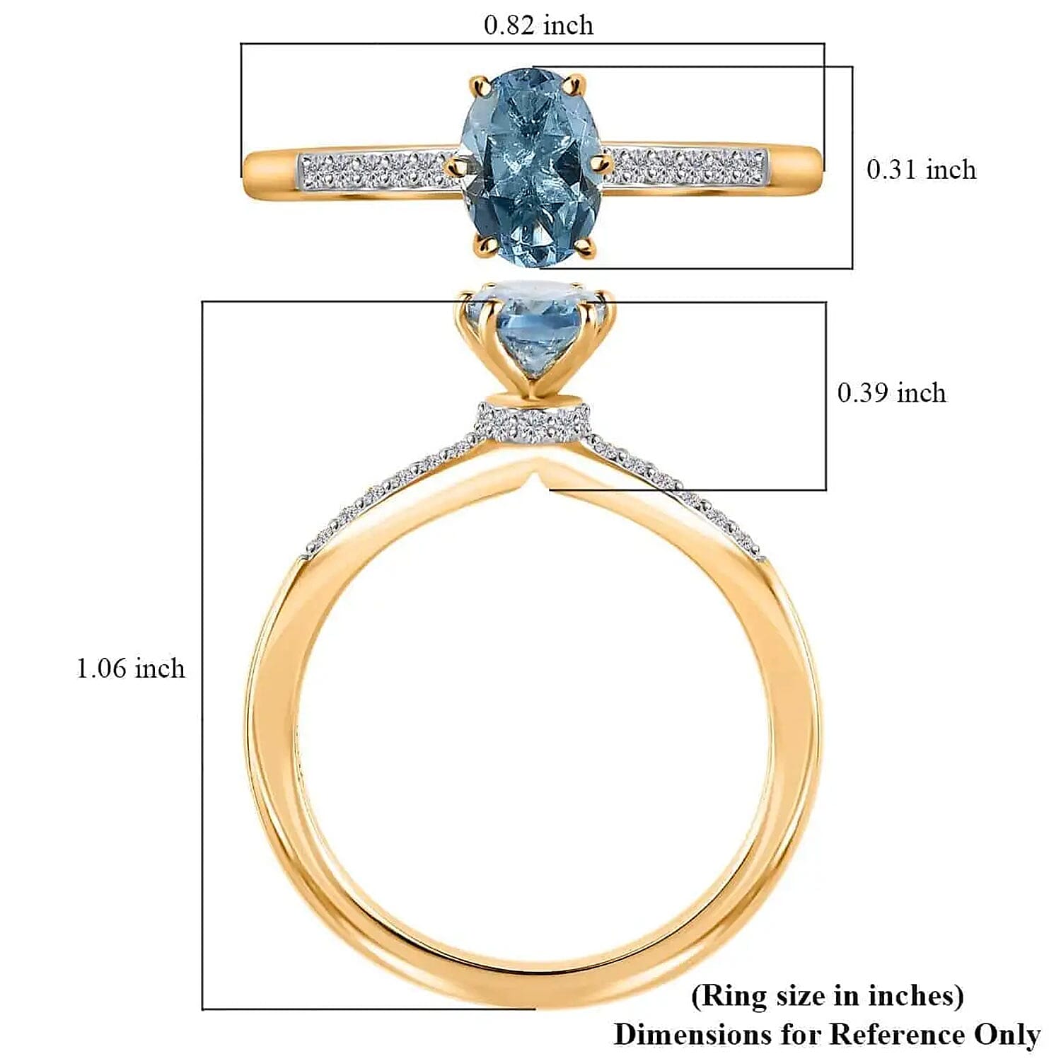 Iliana AAA Santa Maria Aquamarine and G-H SI Diamond 0.85 ctw Ring in 18K Yellow Gold (Size 7.0)
