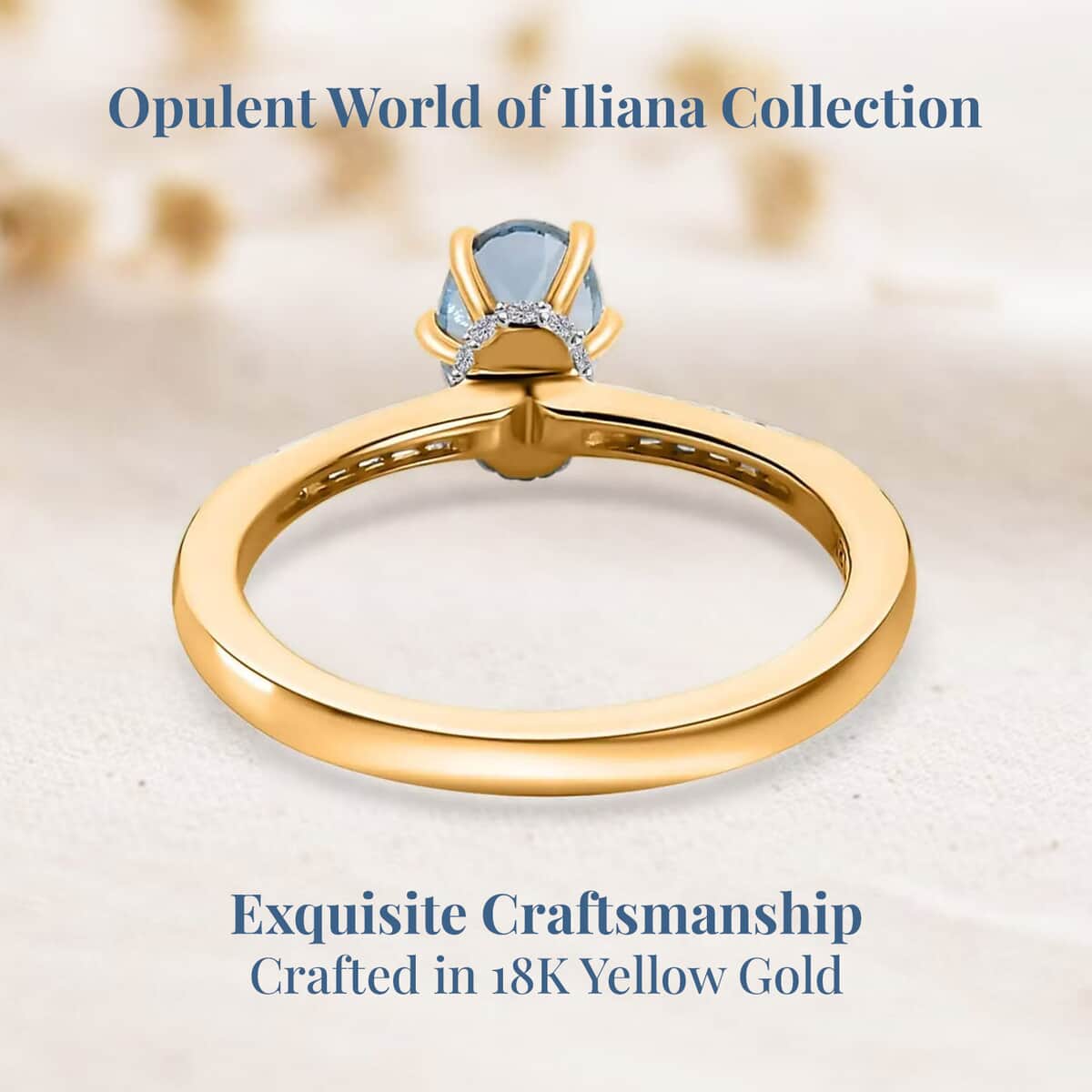 Iliana AAA Santa Maria Aquamarine and G-H SI Diamond 0.85 ctw Ring in 18K Yellow Gold (Size 8.0) image number 3