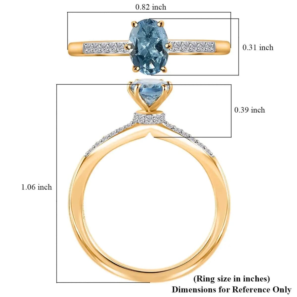 Iliana AAA Santa Maria Aquamarine and G-H SI Diamond 0.85 ctw Ring in 18K Yellow Gold (Size 9.0) image number 5