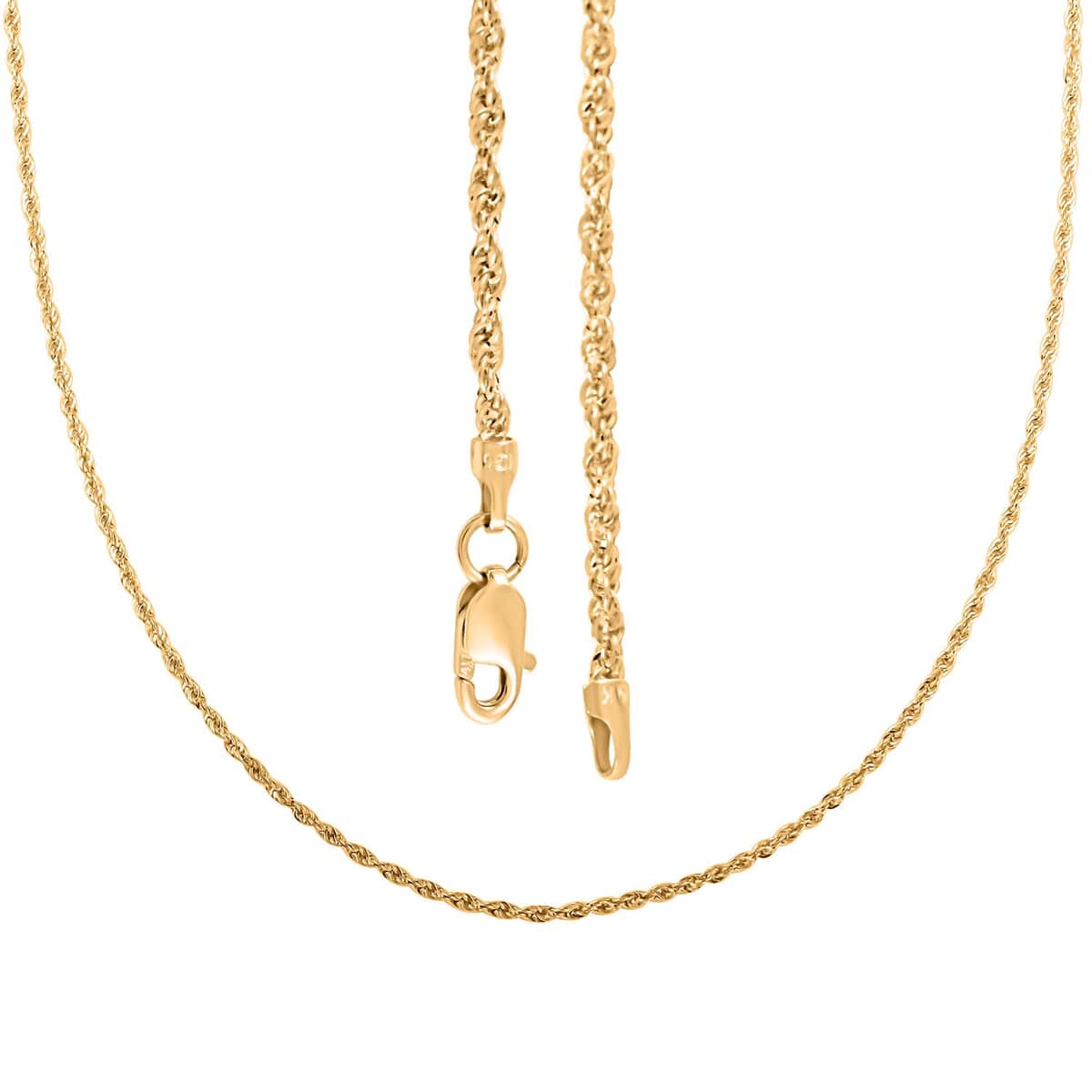 Mother’s Day Gift 10K Yellow Gold 1.5mm Rope Chain Necklace 20 Inches 1.40 Grams image number 3