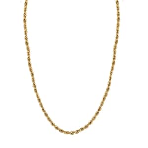 10K Yellow Gold 2mm Rope Necklace 20 Inches 1.7 Grams