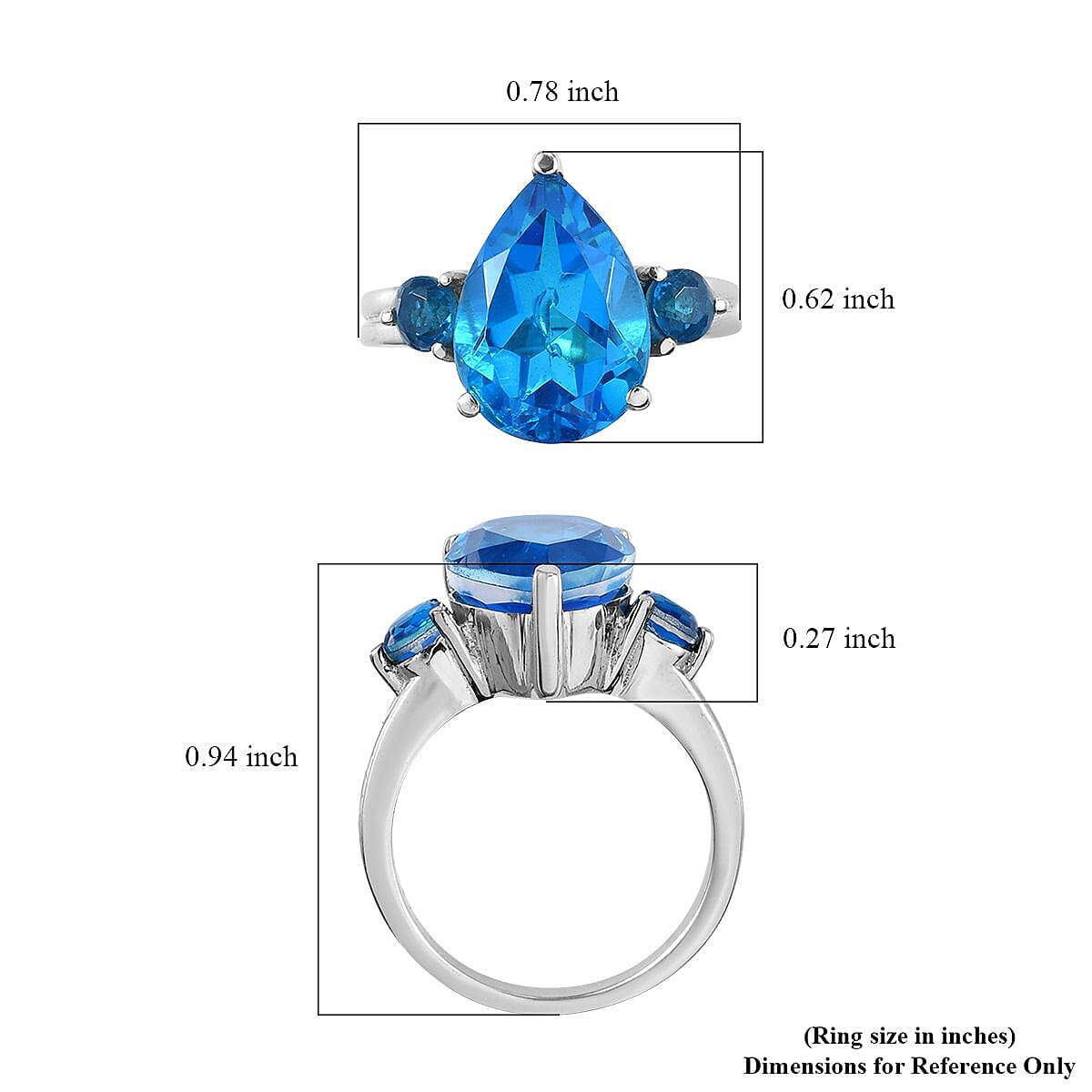 Caribbean Quartz 3 Stone Ring in Stainless Steel (Size 10.0) 7.00 ctw , Tarnish-Free, Waterproof, Sweat Proof Jewelry image number 4