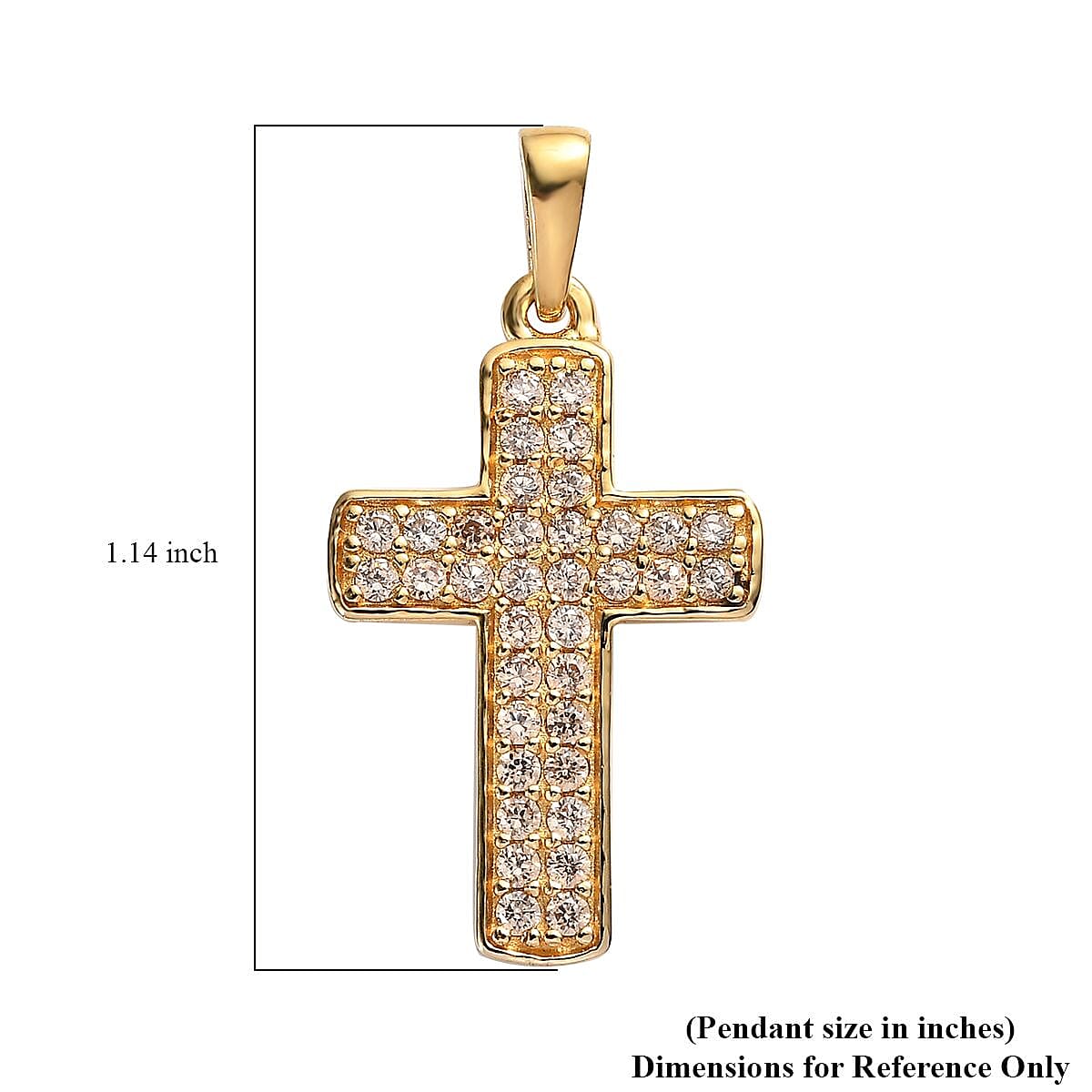 Karis Simulated Champagne Diamond Cross Pendant in 18K Yellow Gold Plated 1.00 ctw