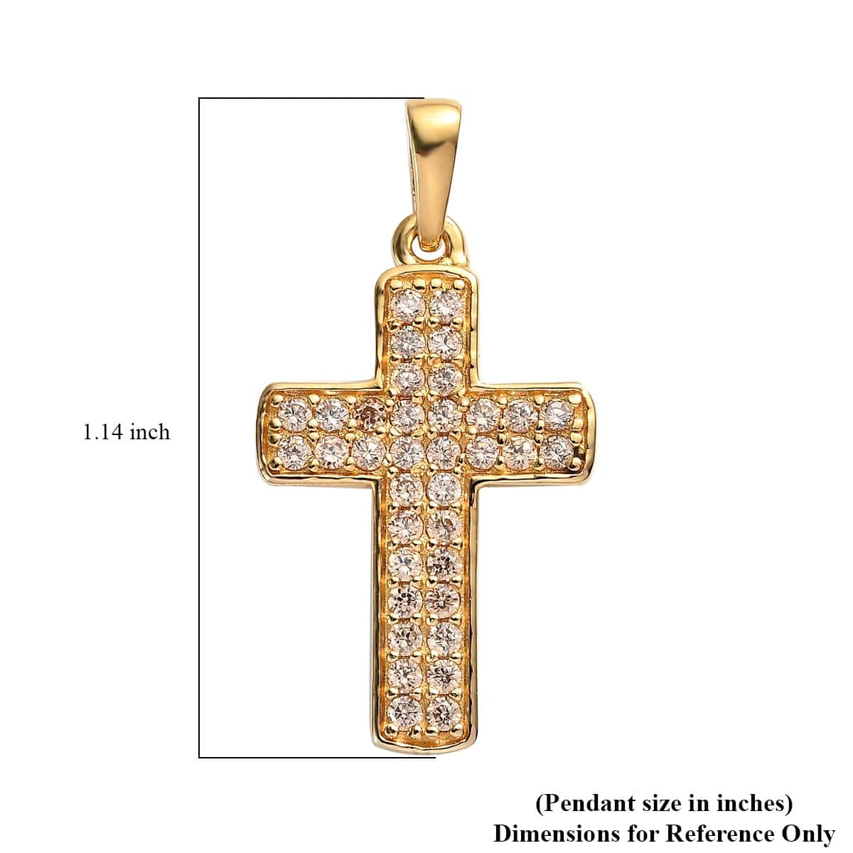 Karis Simulated Champagne Diamond Cross Pendant in 18K Yellow Gold Plated 1.00 ctw image number 5