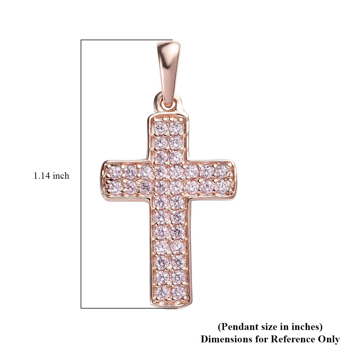 Karis Simulated Pink Diamond Cross Pendant in 18K RG Plated 1.00 ctw image number 5