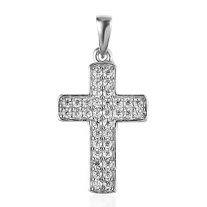 Karis Simulated Diamond 0.75 ctw Cross Pendant without Chain in Platinum Bond