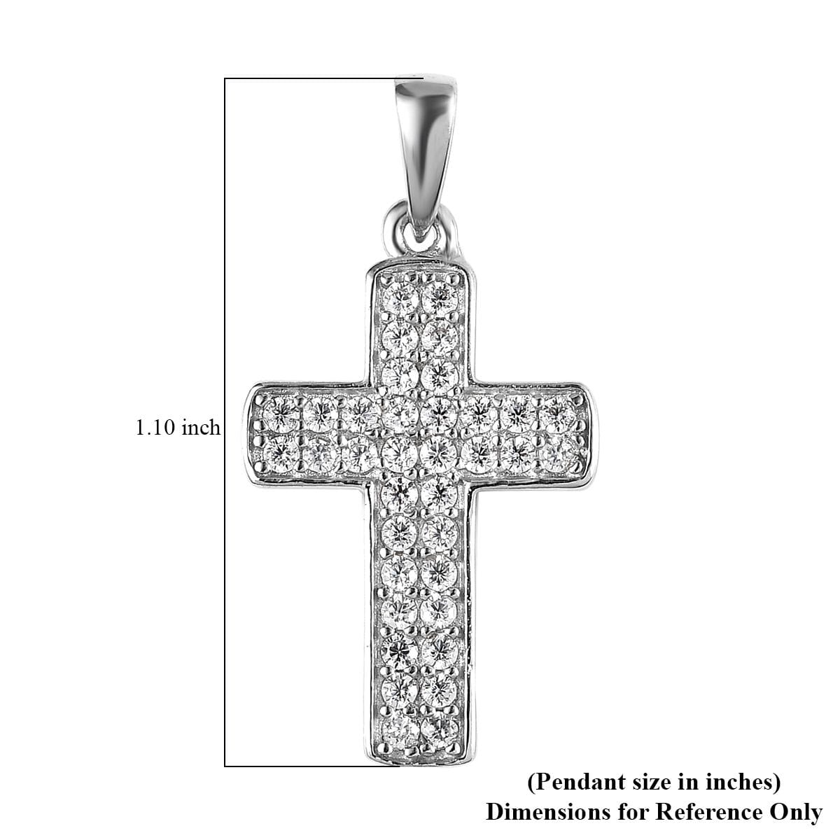 Karis Simulated Diamond 0.75 ctw Cross Pendant without Chain in Platinum Bond image number 5