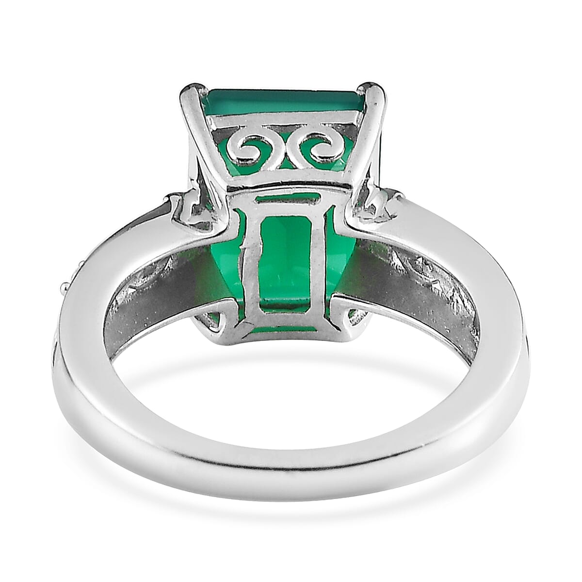 Karis Verde Onyx and White Zircon Ring in Platinum Bond (Size 10.0) 4.20 ctw