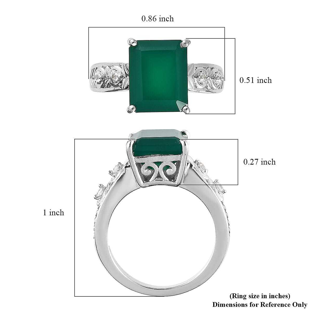 Karis Verde Onyx and White Zircon Ring in Platinum Bond (Size 10.0) 4.20 ctw