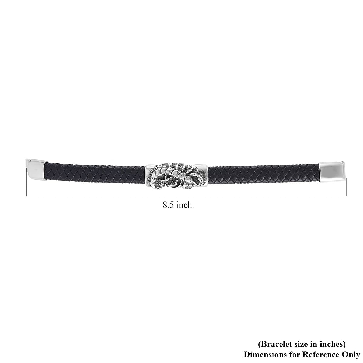 Scorpion Bracelet in Black Leather Cord and Black Oxidised Stainless Steel (8.50 In) image number 5