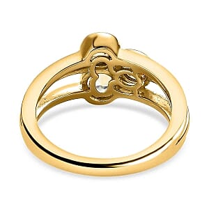 Natural Golden Tanzanite 0.75 ctw 3 Stone Ring in Vermeil Yellow Gold Over Sterling Silver (Size 8)