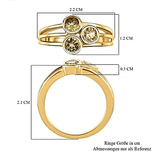 Natural Golden Tanzanite 0.75 ctw 3 Stone Ring in Vermeil Yellow Gold Over Sterling Silver (Size 8)