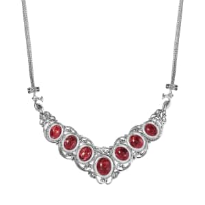Norwegian Thulite Necklace, Sterling Silver Necklace, 18 Inch Necklace, Filigree Necklace 25.15 ctw