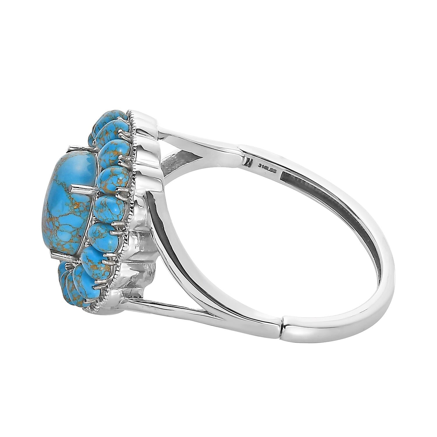 Composite Blue Turquoise Bangle Bracelet in Stainless Steel (6.50 in) 34.25 ctw