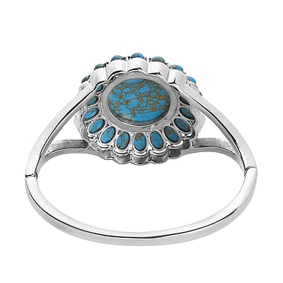 Composite Blue Turquoise Bangle Bracelet in Stainless Steel (6.50 in) 34.25 ctw