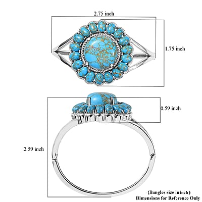 Composite Blue Turquoise Bangle Bracelet in Stainless Steel (6.50 in) 34.25 ctw