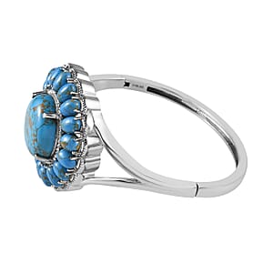 Composite Blue Turquoise Bangle Bracelet in Stainless Steel (7.25 in) 34.25 ctw
