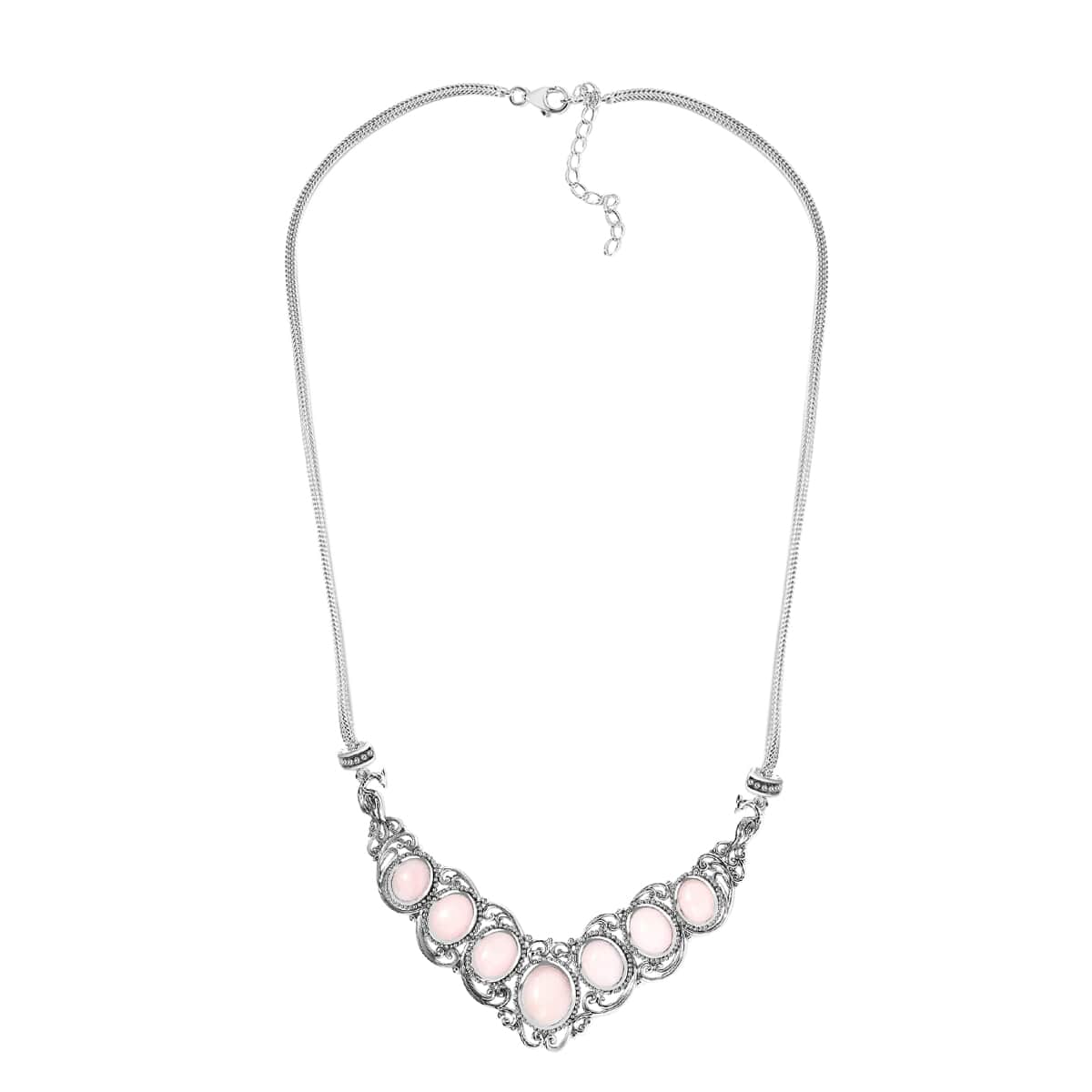 Peruvian Pink Opal 16.50 ctw Necklace, Sterling Silver Necklace, 18 Inch Necklace, Filigree Necklace image number 3