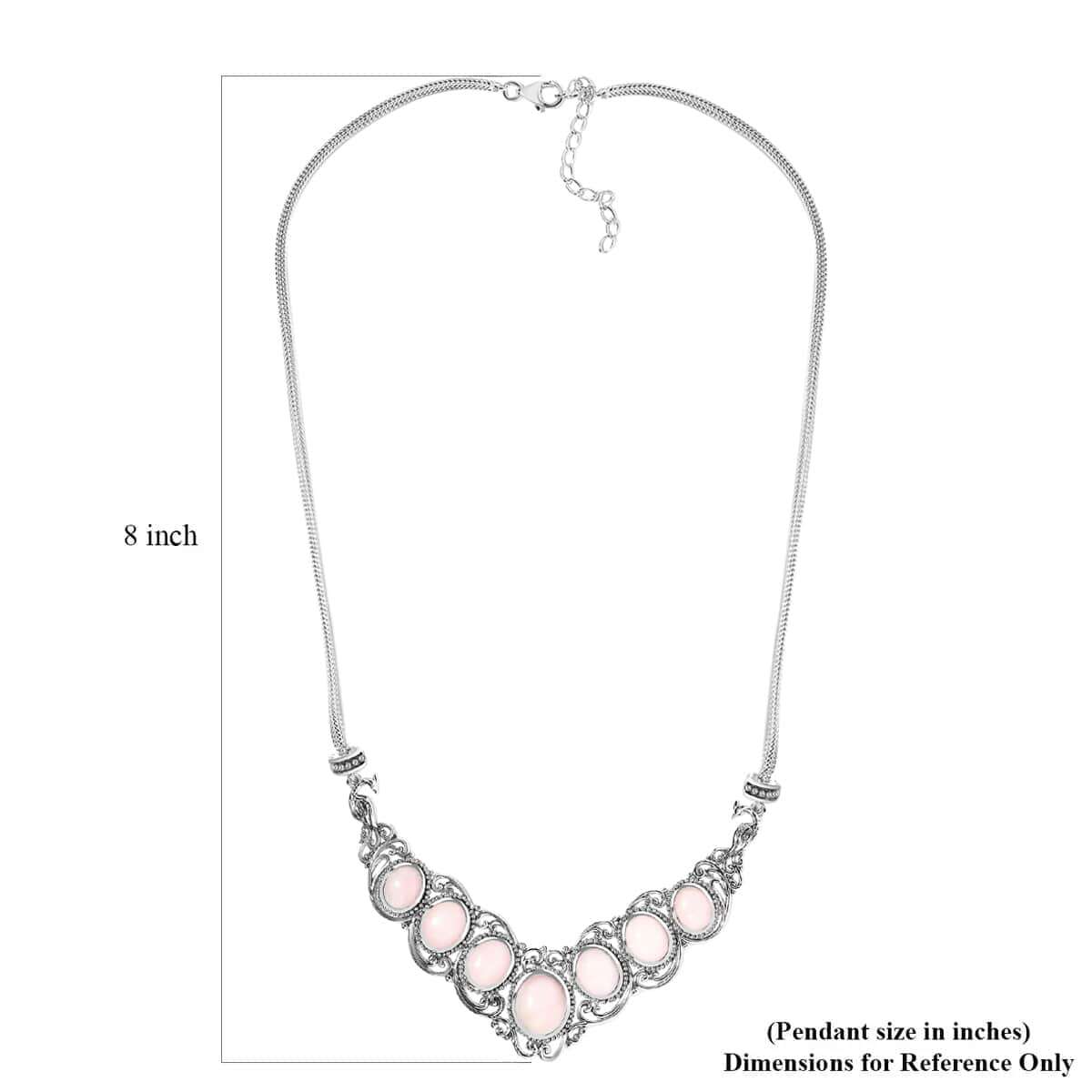 Peruvian Pink Opal 16.50 ctw Necklace, Sterling Silver Necklace, 18 Inch Necklace, Filigree Necklace image number 6