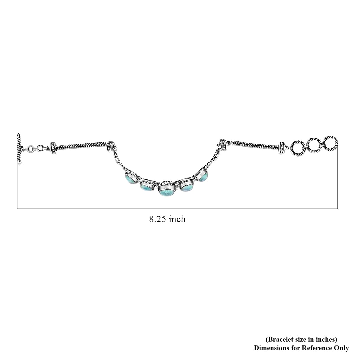 Larimar Bracelet, Sterling Silver Bracelet, Five Stone Bracelet, Filigree Bracelet (7.25 In) 15.60 ctw