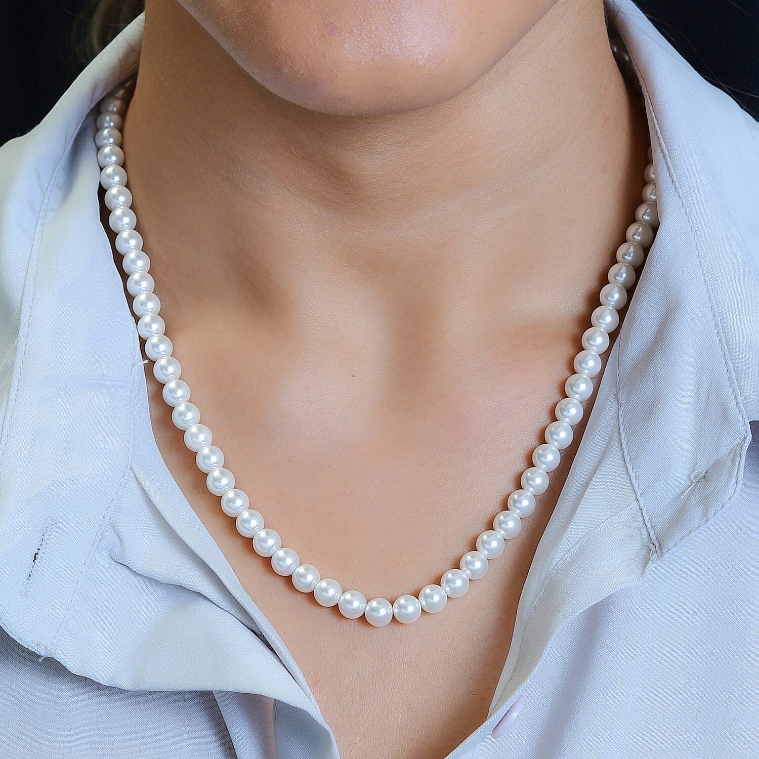Austrian Crystal Beaded Necklace 20 Inches in Sterling Silver