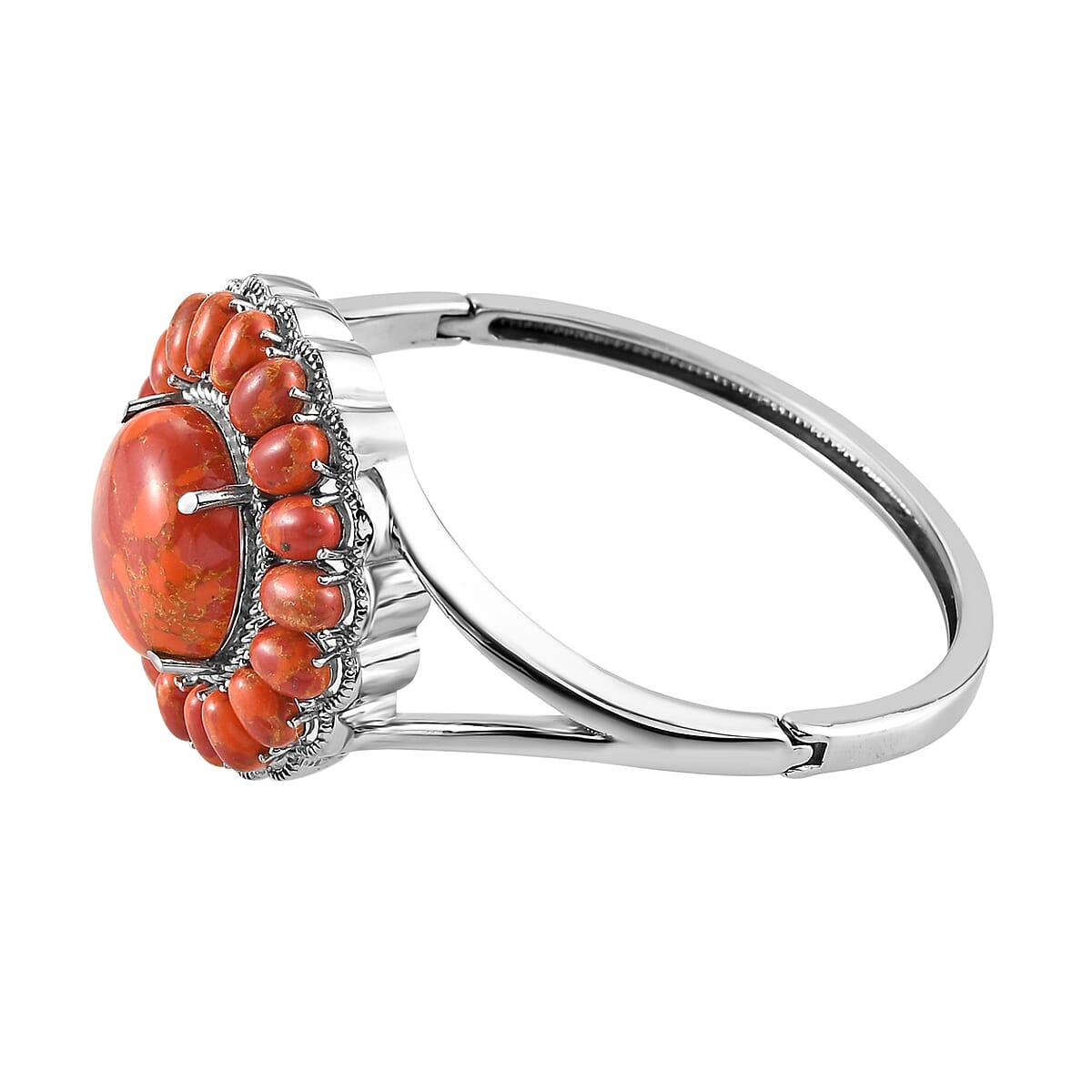 Composite Coral Bangle Bracelet in Stainless Steel (8.0 in) 33.20 ctw image number 3
