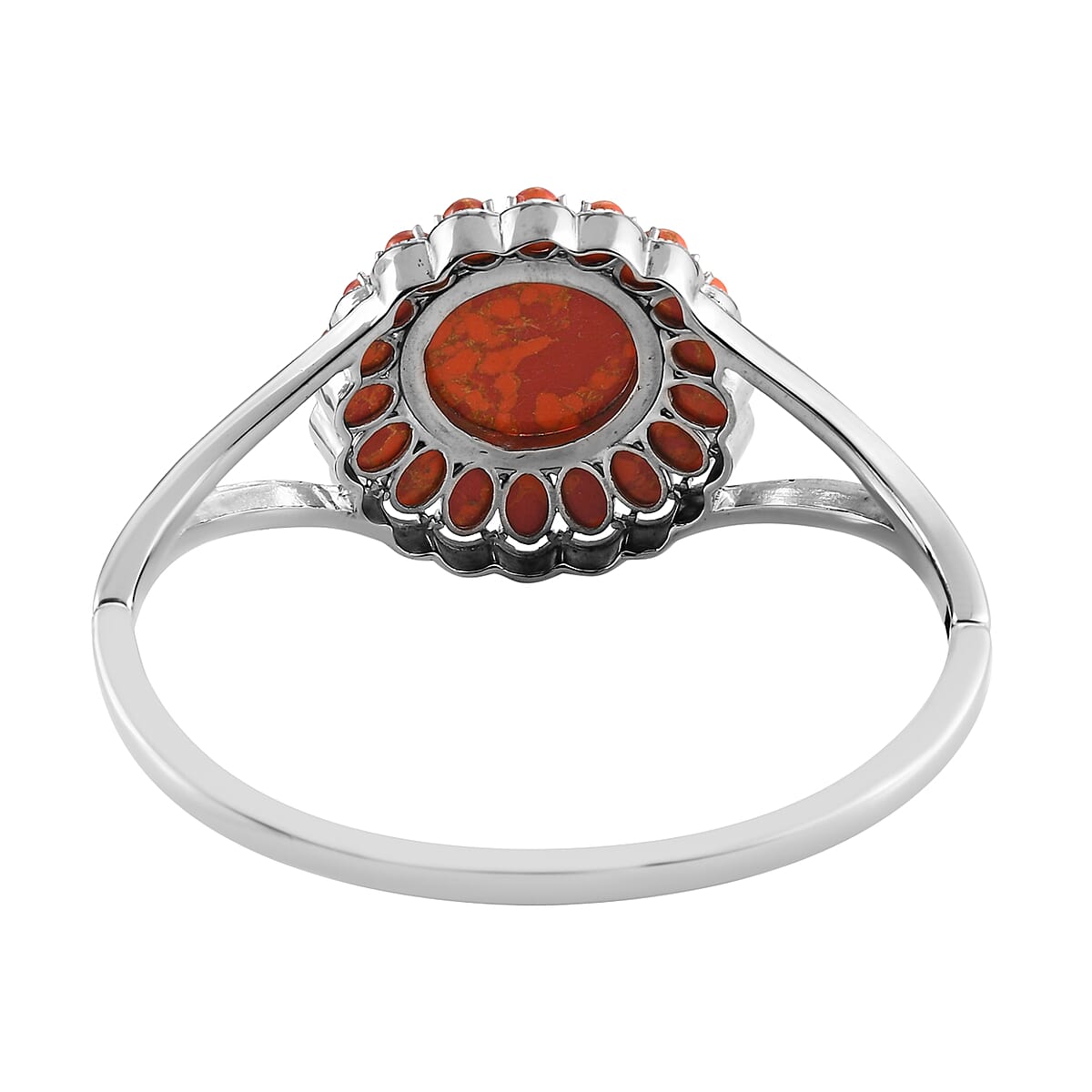 Composite Coral Bangle Bracelet in Stainless Steel (8.0 in) 33.20 ctw image number 4