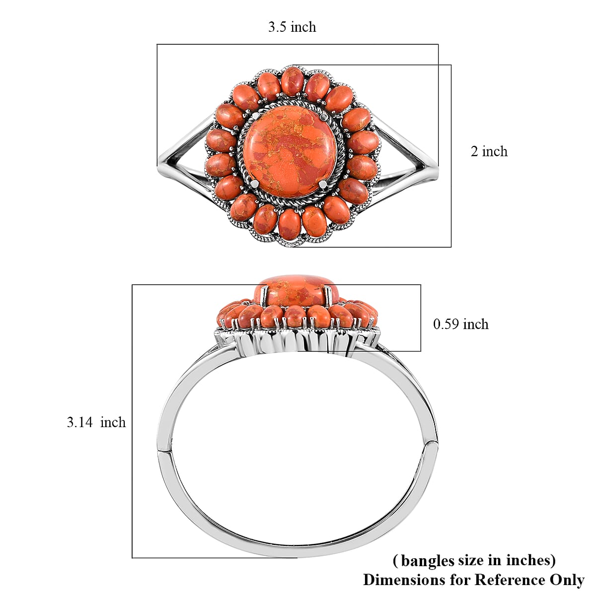 Composite Coral Bangle Bracelet in Stainless Steel (8.0 in) 33.20 ctw image number 5