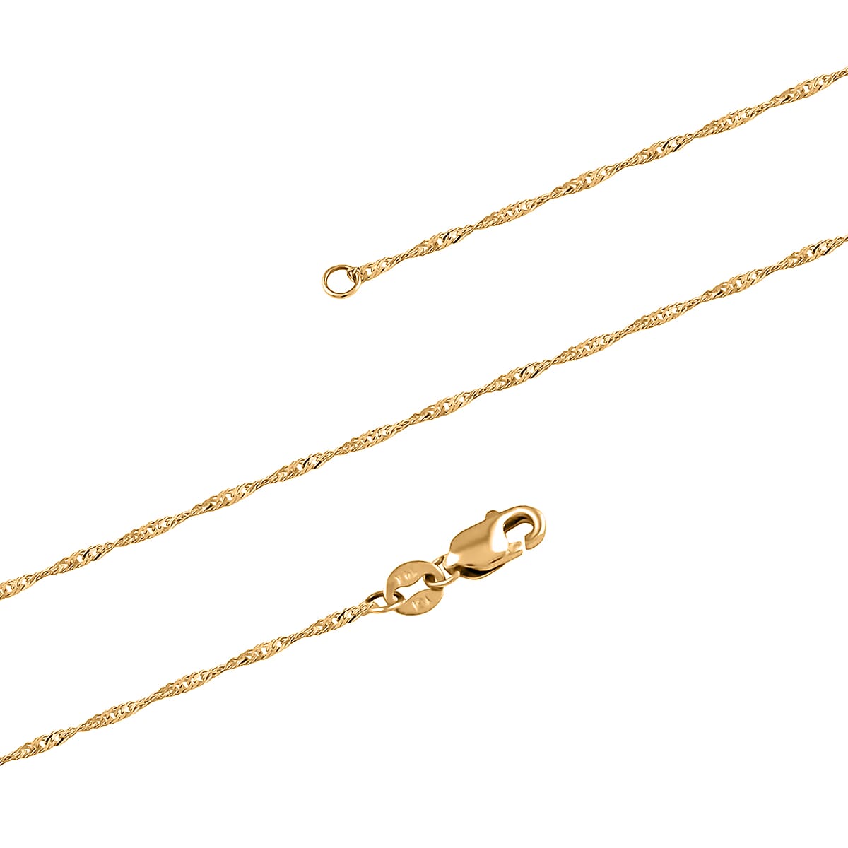 14K Yellow Gold 1.20mm Singapore Twist Chain Necklace 18 Inches 1.35 Grams image number 2