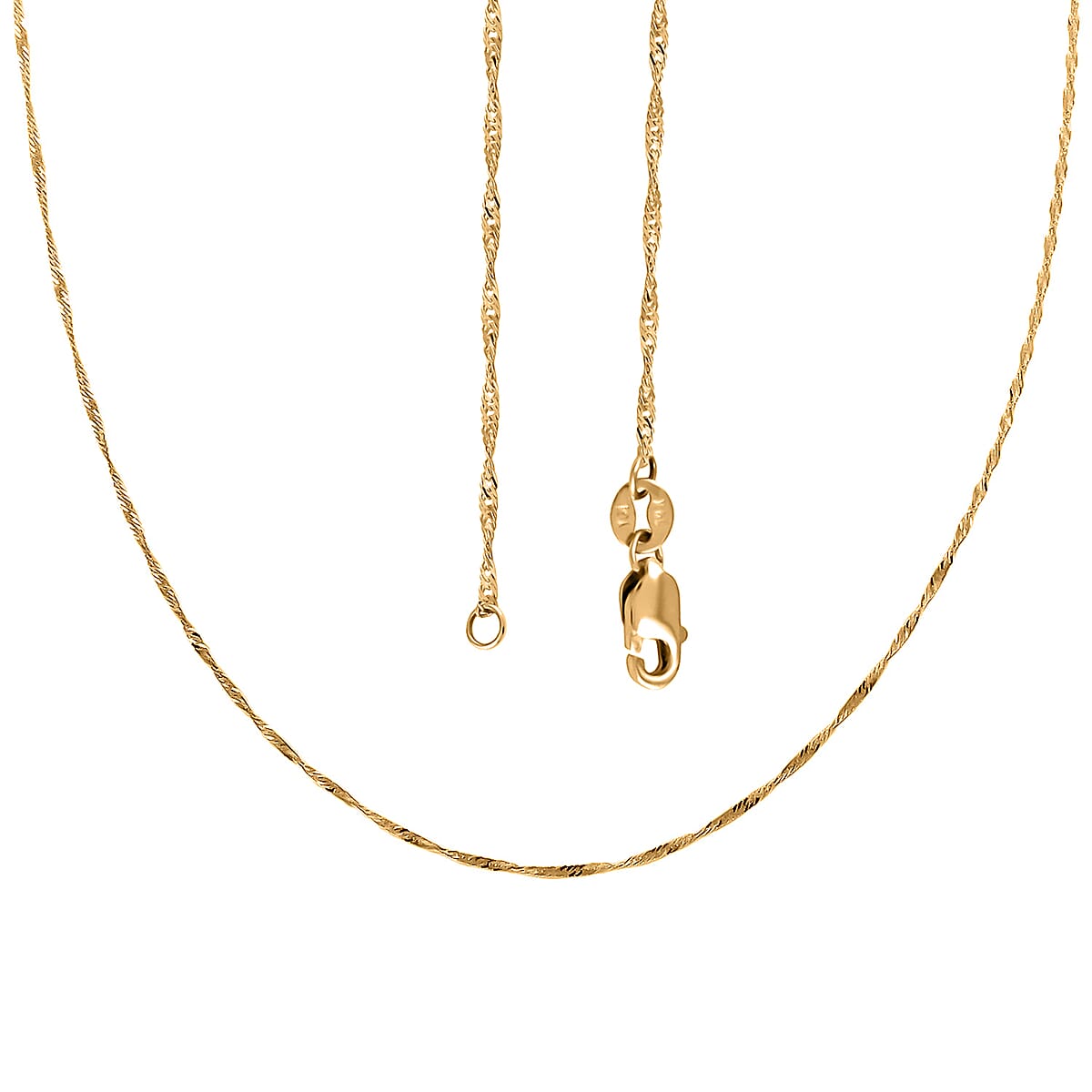 14K Yellow Gold 1.20mm Singapore Twist Chain Necklace 18 Inches 1.35 Grams image number 3