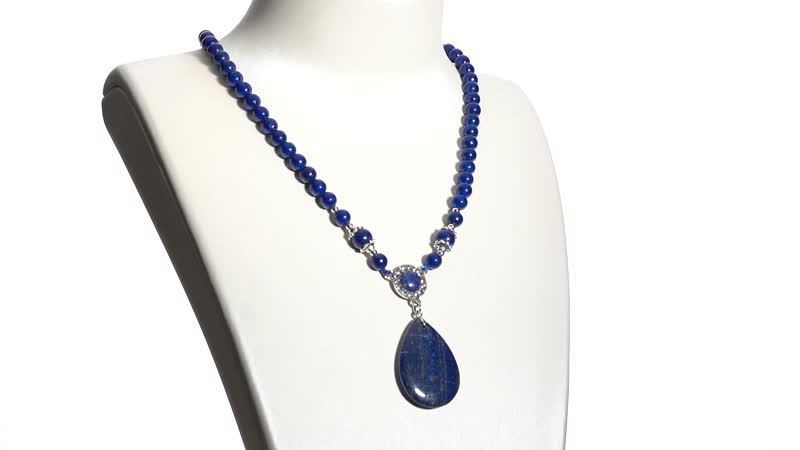 Lapis Lazuli and Austrian Crystal Beaded Necklace 18-20 Inches in Silvertone 167.00 ctw
