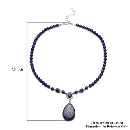 Lapis Lazuli and Austrian Crystal Beaded Necklace 18-20 Inches in Silvertone 167.00 ctw image number 5