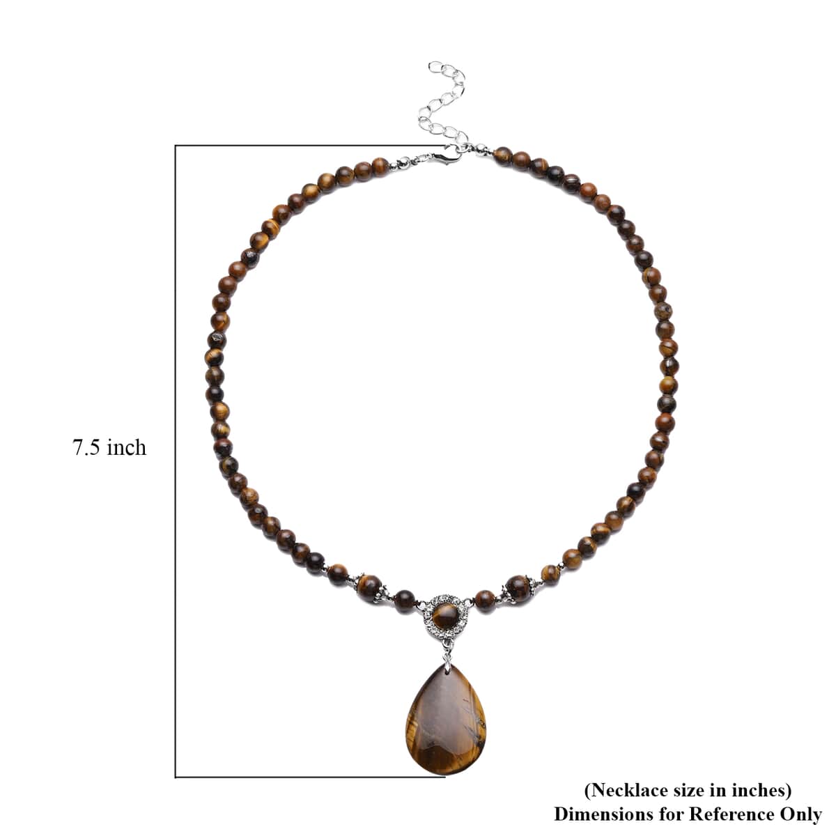 Tiger's Eye and Austrian Crystal Beaded Necklace 18-20 Inches in Silvertone 165.00 ctw image number 5