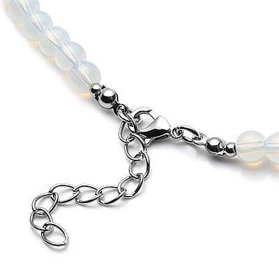 Opalite and Austrian Crystal 151.50 ctw Beaded Necklace in Silvertone 18-20 Inches