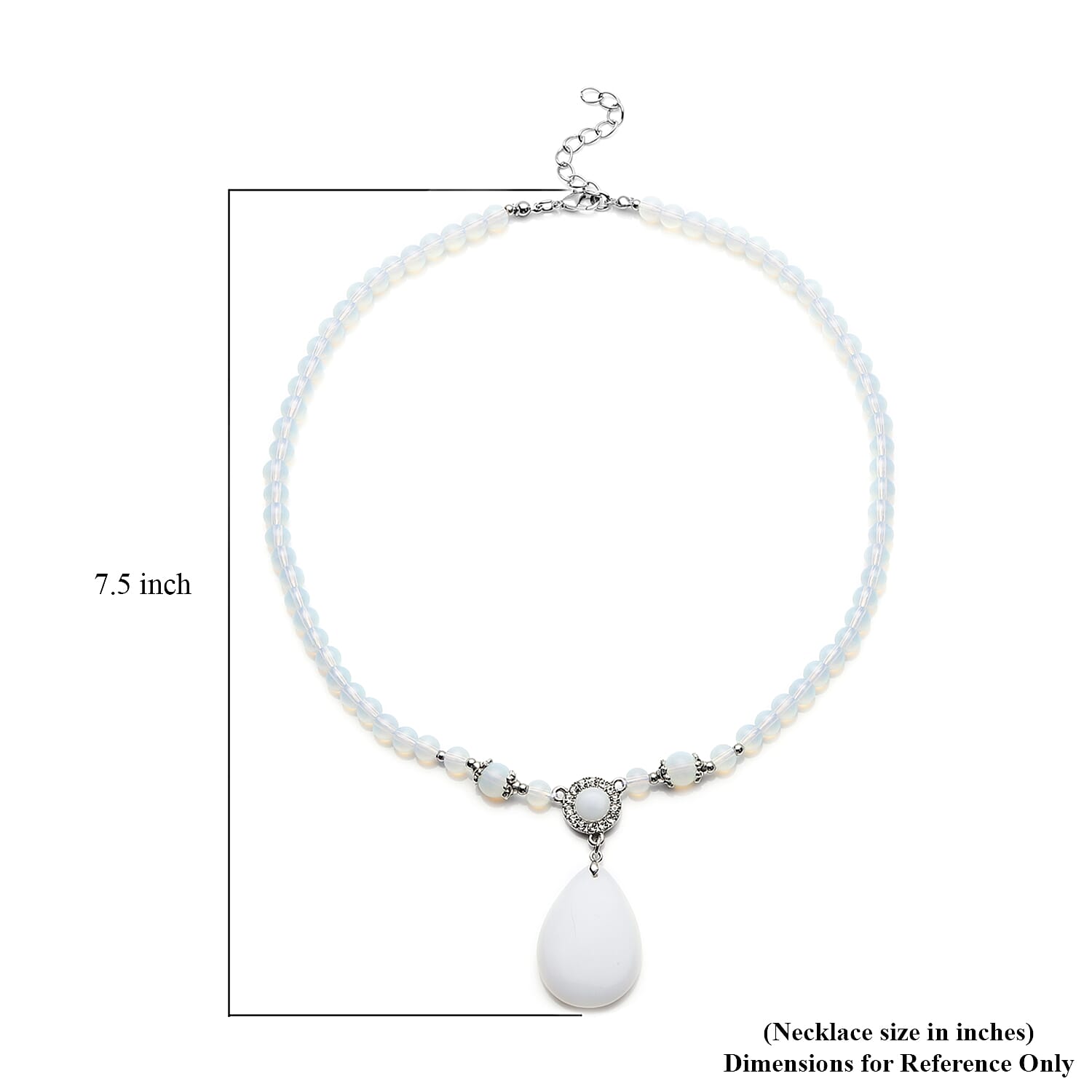 Opalite and Austrian Crystal 151.50 ctw Beaded Necklace in Silvertone 18-20 Inches
