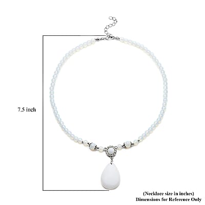 Opalite and Austrian Crystal 151.50 ctw Beaded Necklace in Silvertone 18-20 Inches
