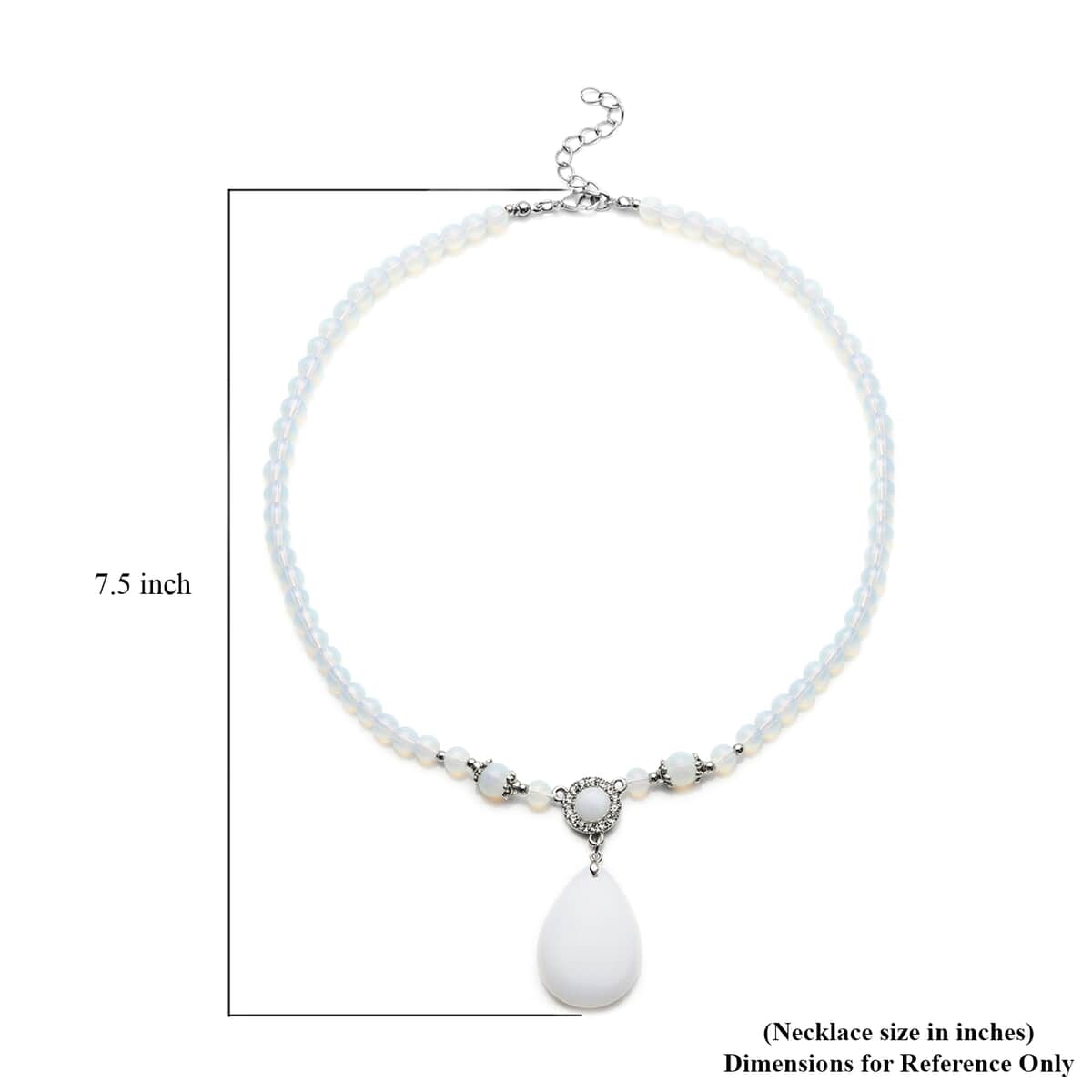 Opalite and Austrian Crystal Beaded Necklace 18-20 Inches in Silvertone 151.50 ctw image number 5