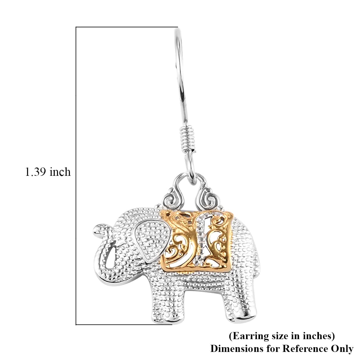 Vermeil Yellow Gold and Platinum Over Sterling Silver Elephant Earrings 5.40 Grams image number 6